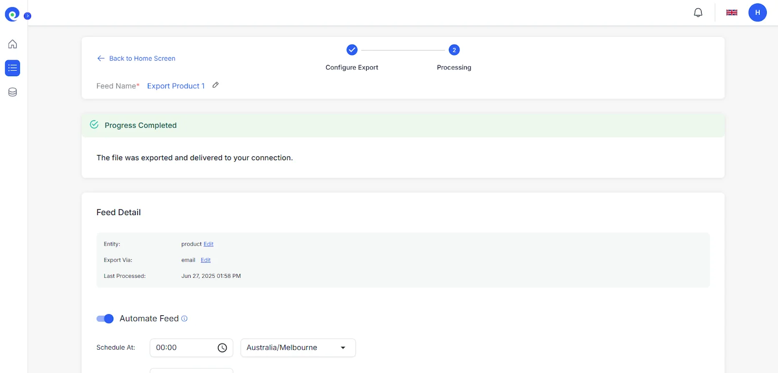 Shopify products export completed