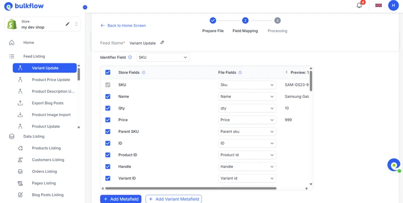 how to bulk edit variants in shopify