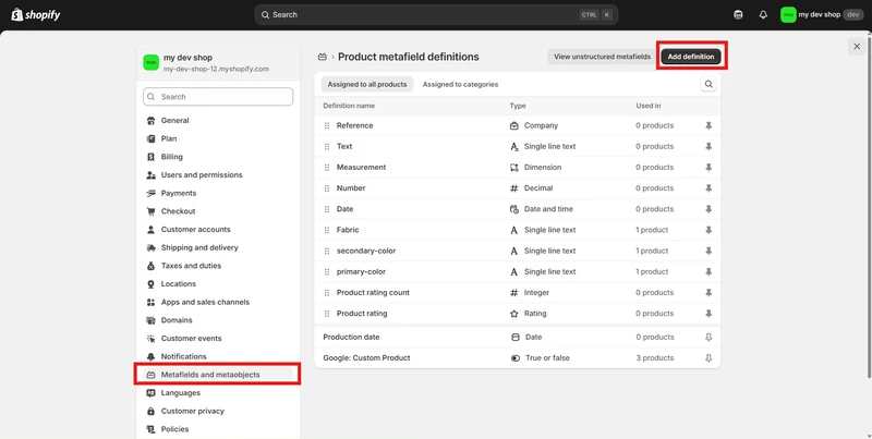 How to Add Metafields with Specific Shopify Metafield Types