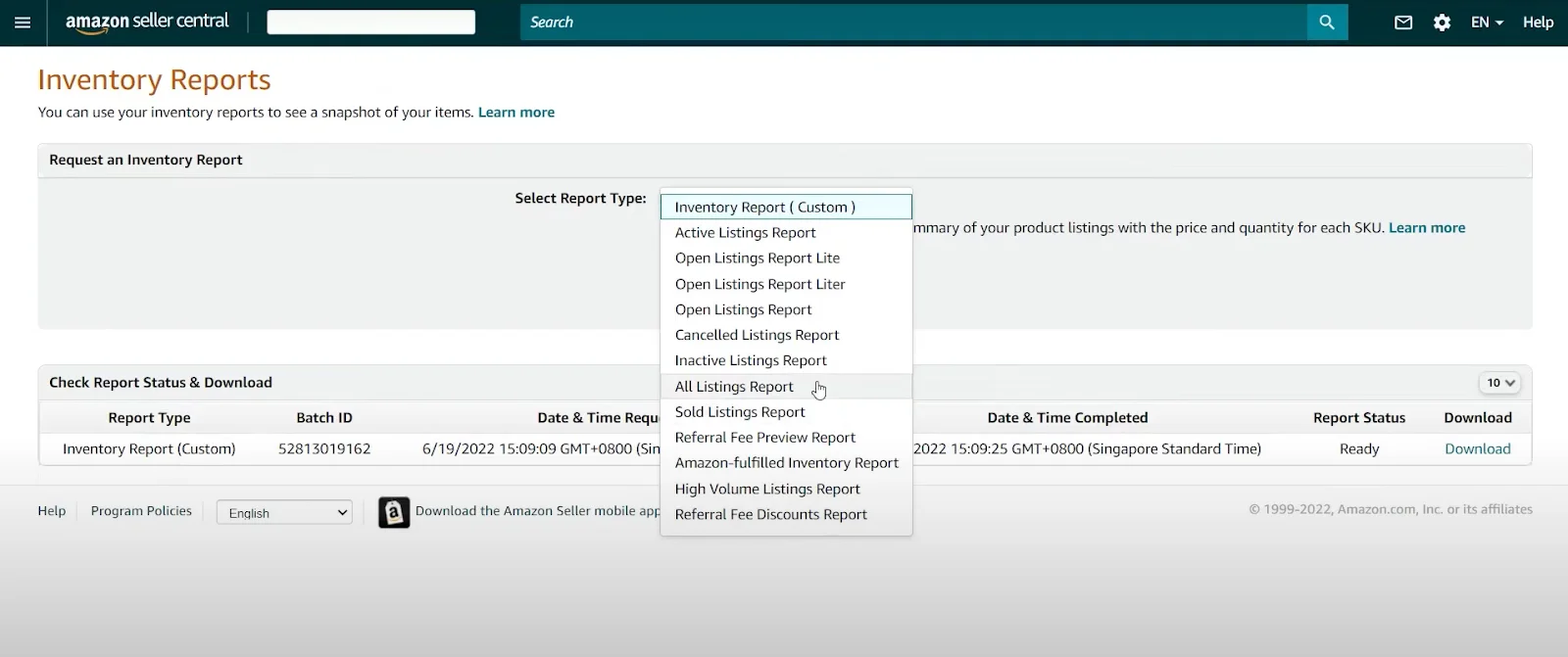Shopify Product Import: How to Bulk Import Products on Shopify in 2025 Choose your report type on Amazon