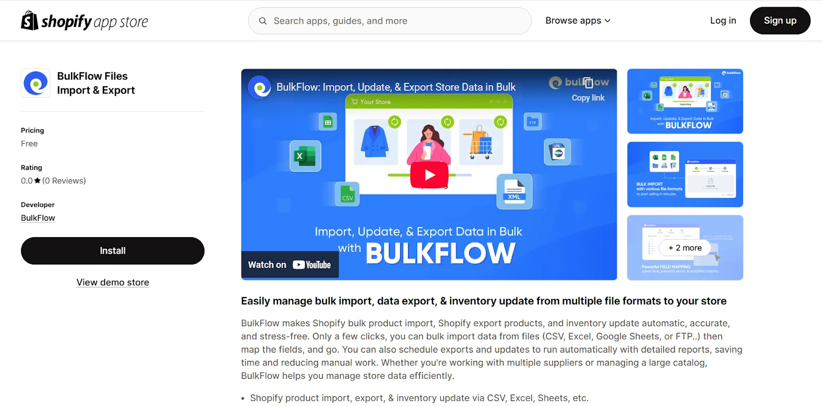 Shopify Product Import: How to Bulk Import Products on Shopify in 2025 Install BulkFlow for your Shopify store