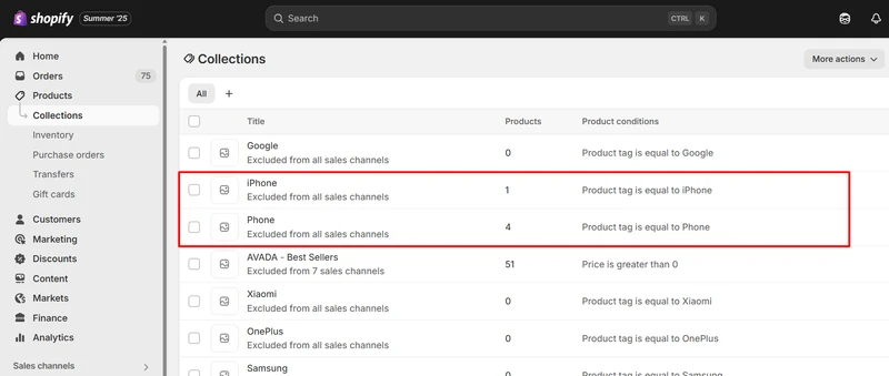 import collections shopify