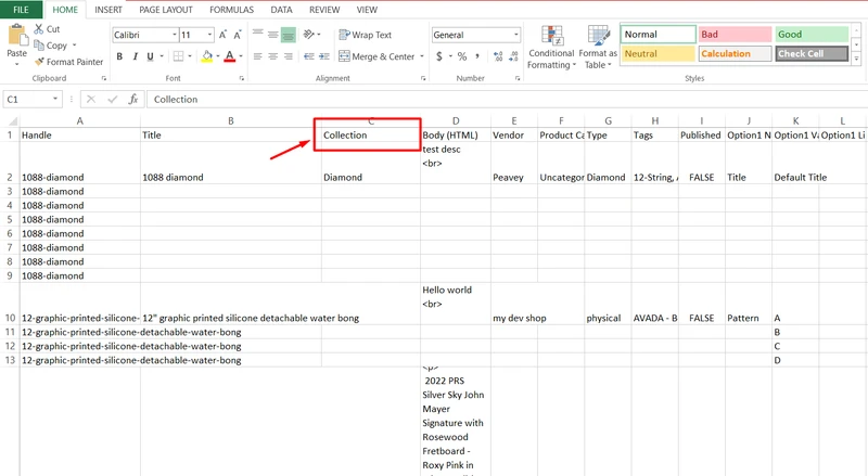 shopify export import collections
