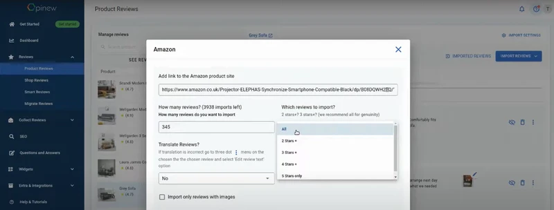 import product reviews shopify