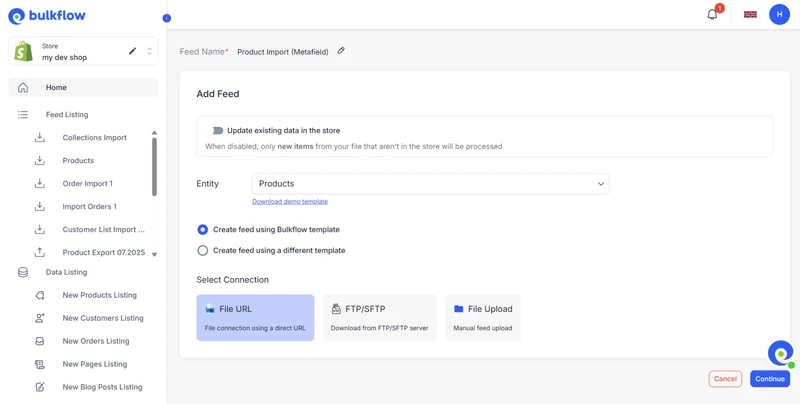 Shopify Import Metafields by BulkFlow