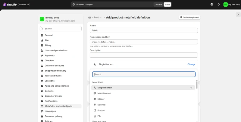 shopify import products with metafields