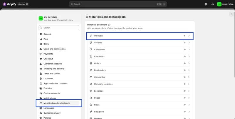 import metafields shopify