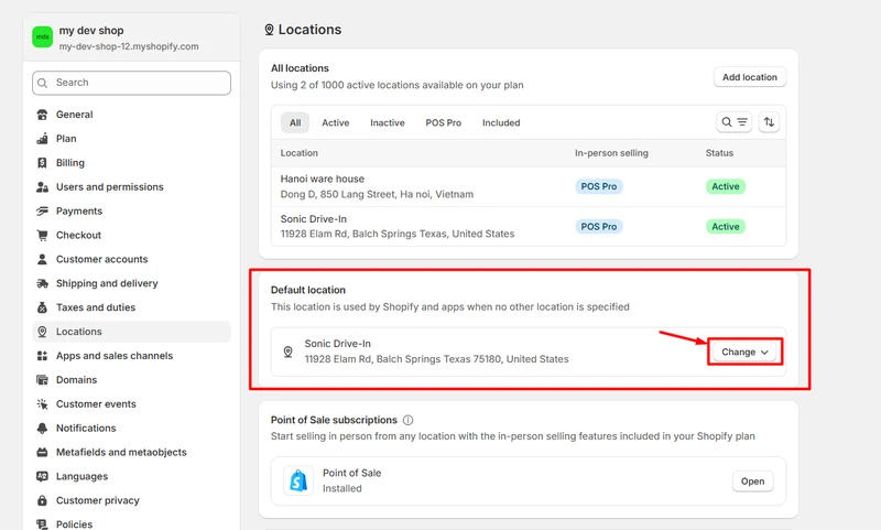 shopify locations