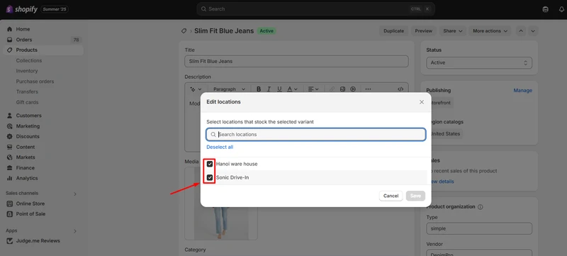 what are inventory locations on shopify