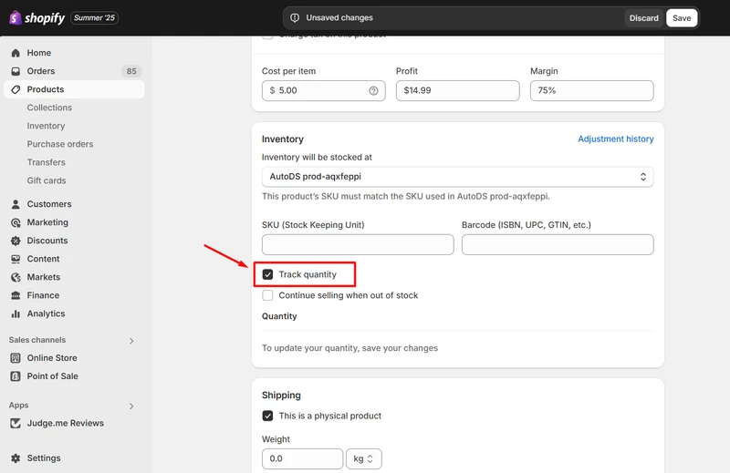variant inventory policy shopify