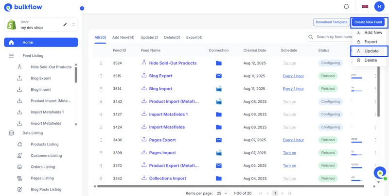 shopify bulk price change