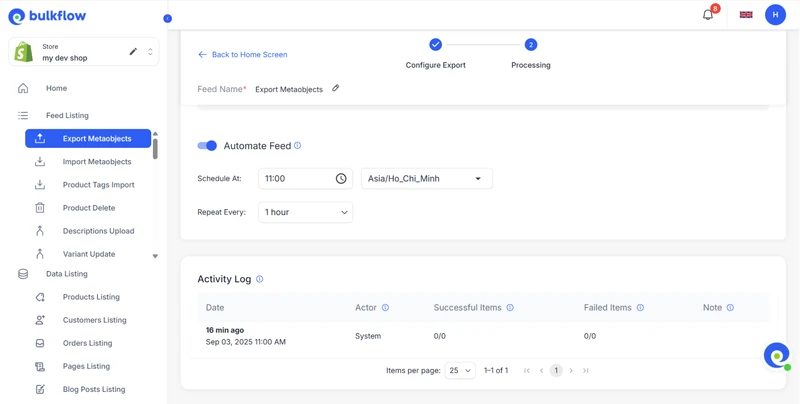 Shopify export metaobject