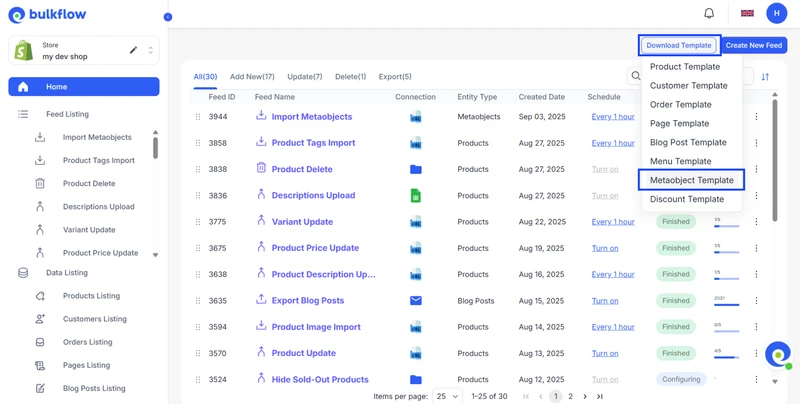 Bulk Shopify Metaobject import