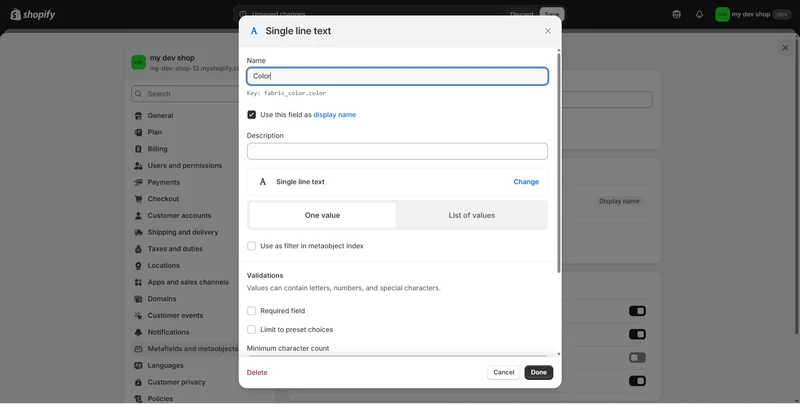 Add metaobject Shopify