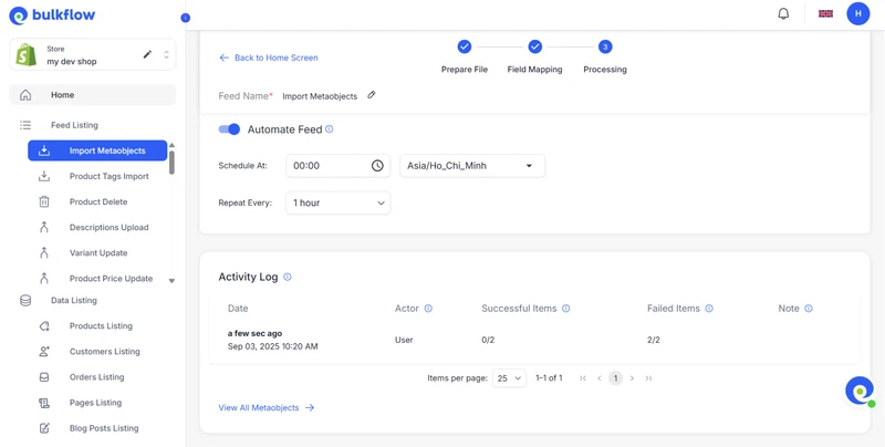 Upload Shopify Metaobjects effortlessly with BulkFlow