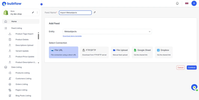 Bulkflow Shopify Metaobject Import