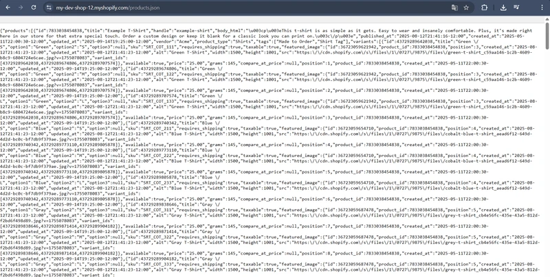 Shopify JSON Format