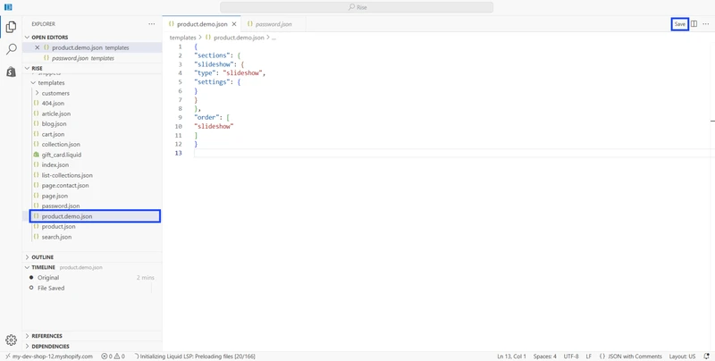 shopify json