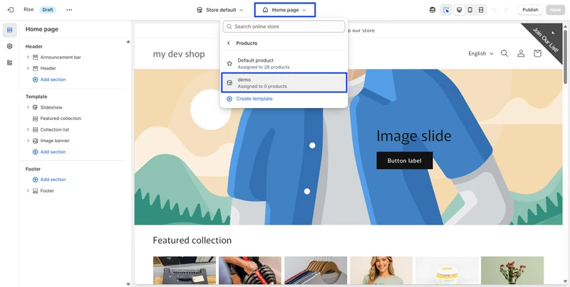 shopify json templates