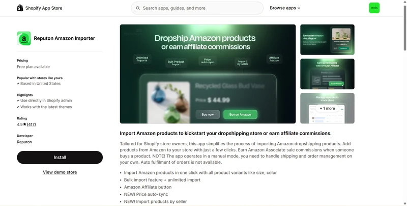 Reputon Amazon Importer shopify store importer
