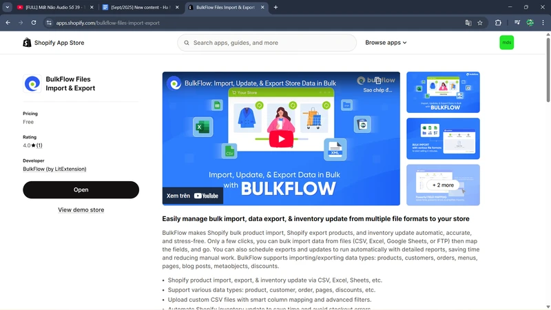 BulkFlow google sheets shopify