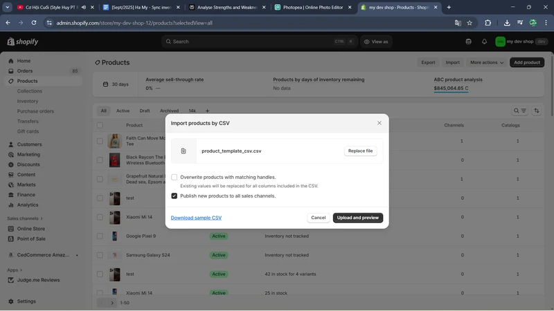 sync inventory between two shopify stores