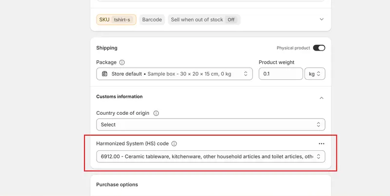 Hs Code Example shopify harmonized system code