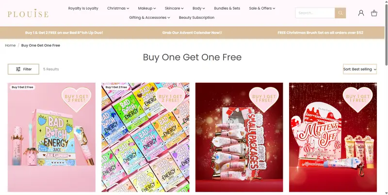 Example: Buy One Get One Free Cosmetics shopify product bundles