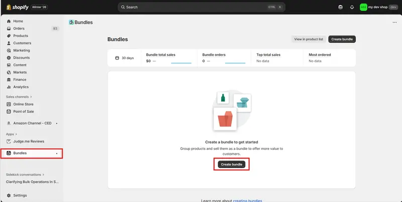 Click Create Bundles how to create product bundles in shopify