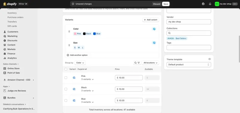shopify customizable products