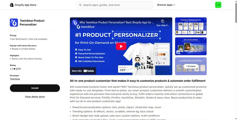 shopify customizable products example