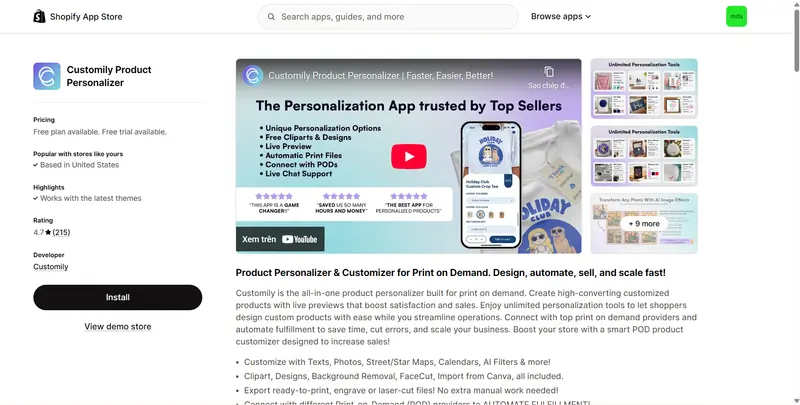 shopify customizable products example
