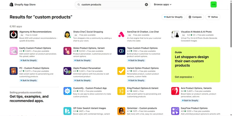 customizable products shopify