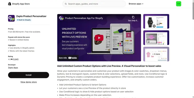 product customization shopify example