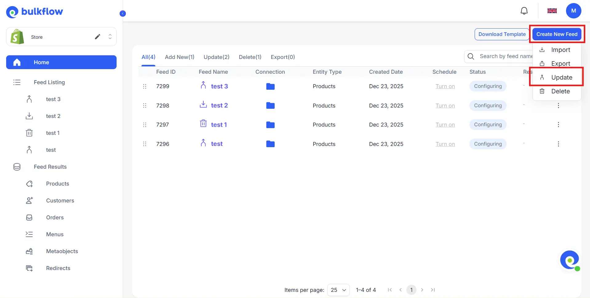 Create A New Feed For Shopify Hide Product how to hide products in shopify with BulkFlow