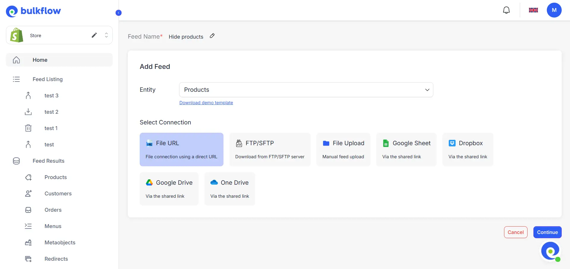 Set Up Your Feed shopify hidden product