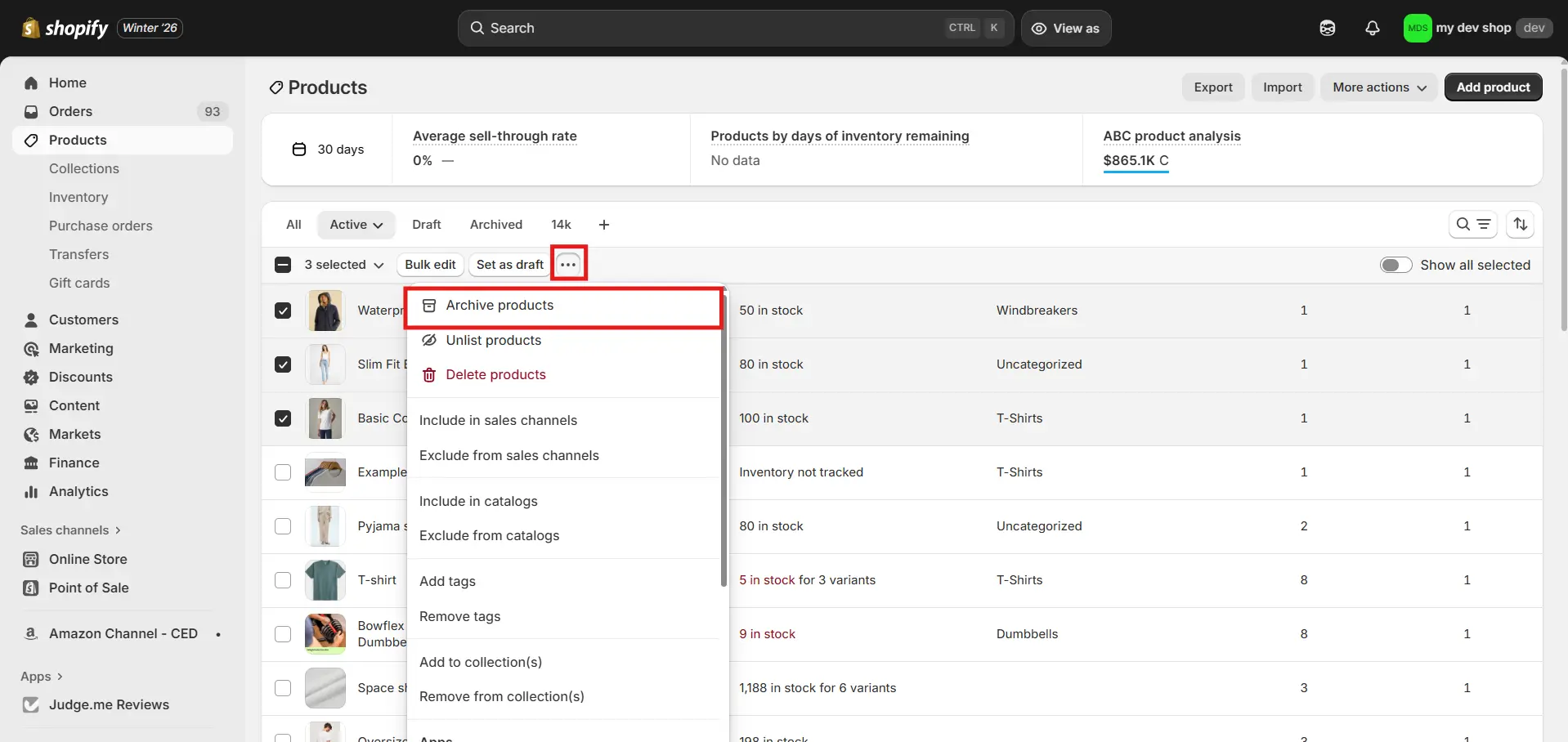 Archive Products In Bulk how to hide shopify store