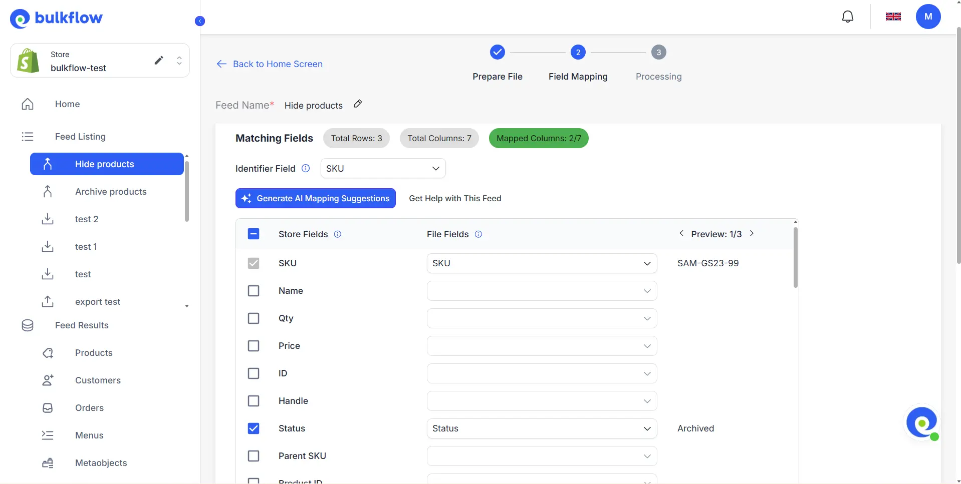 Map Your Fields how to hide products in shopify